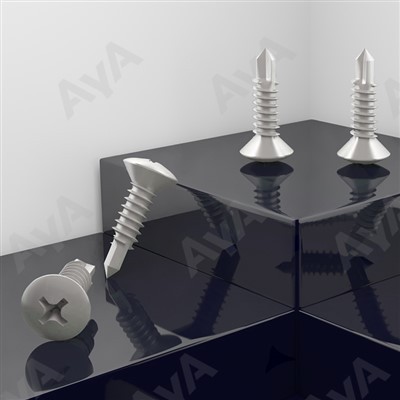 Tornillos de autoimensionamiento de cabeza plana de acero inoxidable